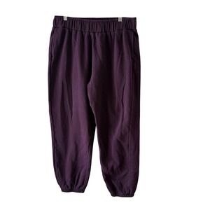 Pact Organic Brushed Fleece Sweatpant Women's Large Jogger Eggplant Purple Set